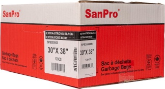 SanPro® Black Polyethylene Garbage Bags 30''x38'' X-Strong CS/125